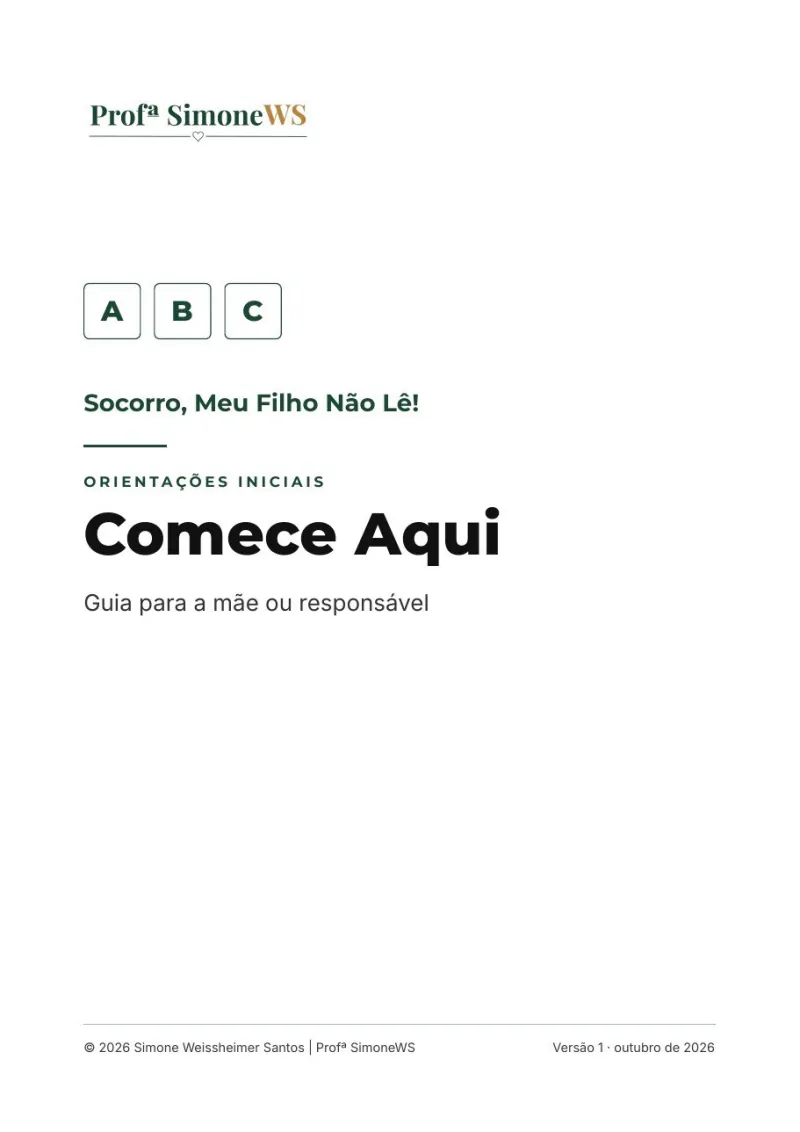 Capa do Comece Aqui, guia para a mãe ou responsável